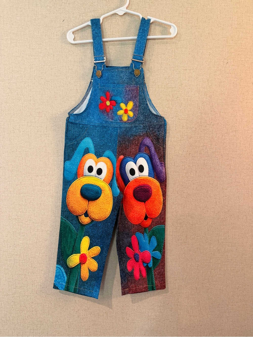 Kids Playful Puppy Graphic Overalls Size 12-24 Months